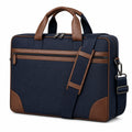 Elegante Laptop-Tasche 15 Zoll Blau/Braun mit Schulterriemen