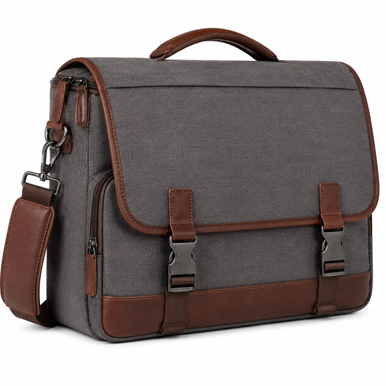 Stilvolle Laptoptasche mit Lederdetails Grau/Braun
