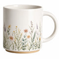 Weiße Keramiktasse mit Blumenmuster 350ml