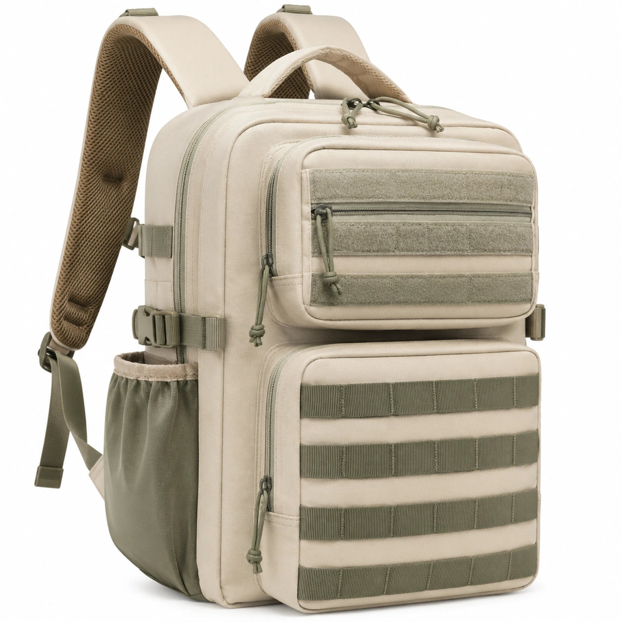 Taktischer Rucksack Beige Oliv mit MOLLE-System und Vielseitigkeit