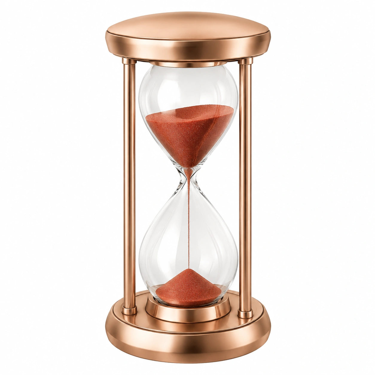 Sanduhr Kupfer mit Glas und rotem Sand - 60 Minuten Timer