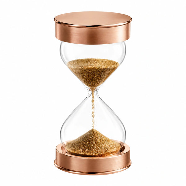 Kupfer Sanduhr 15 Minuten mit Goldsand