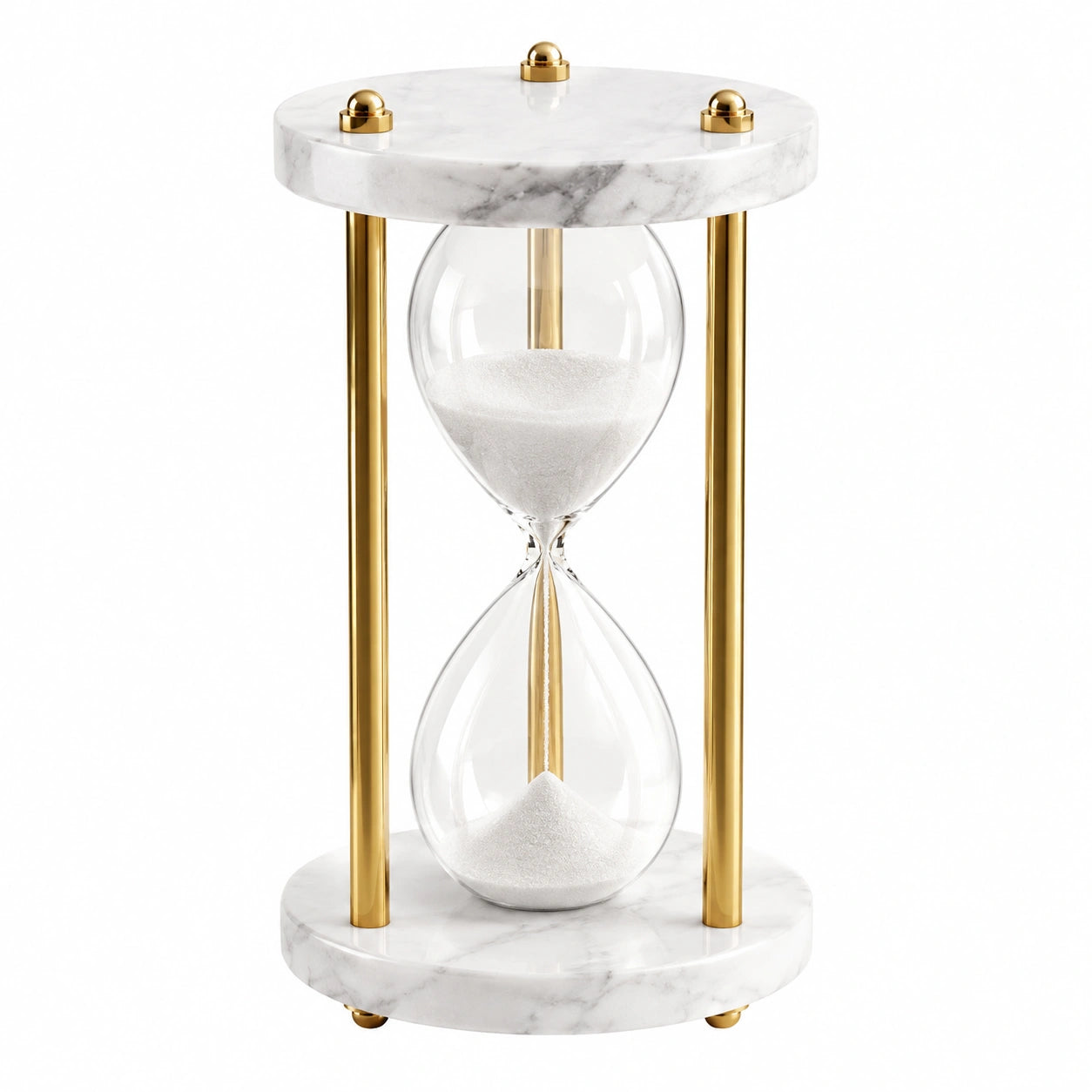 Dekorative Sanduhr mit weißem Marmor und goldenen Akzenten