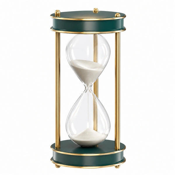 30-Minuten-Sanduhr Grün Gold Drehring