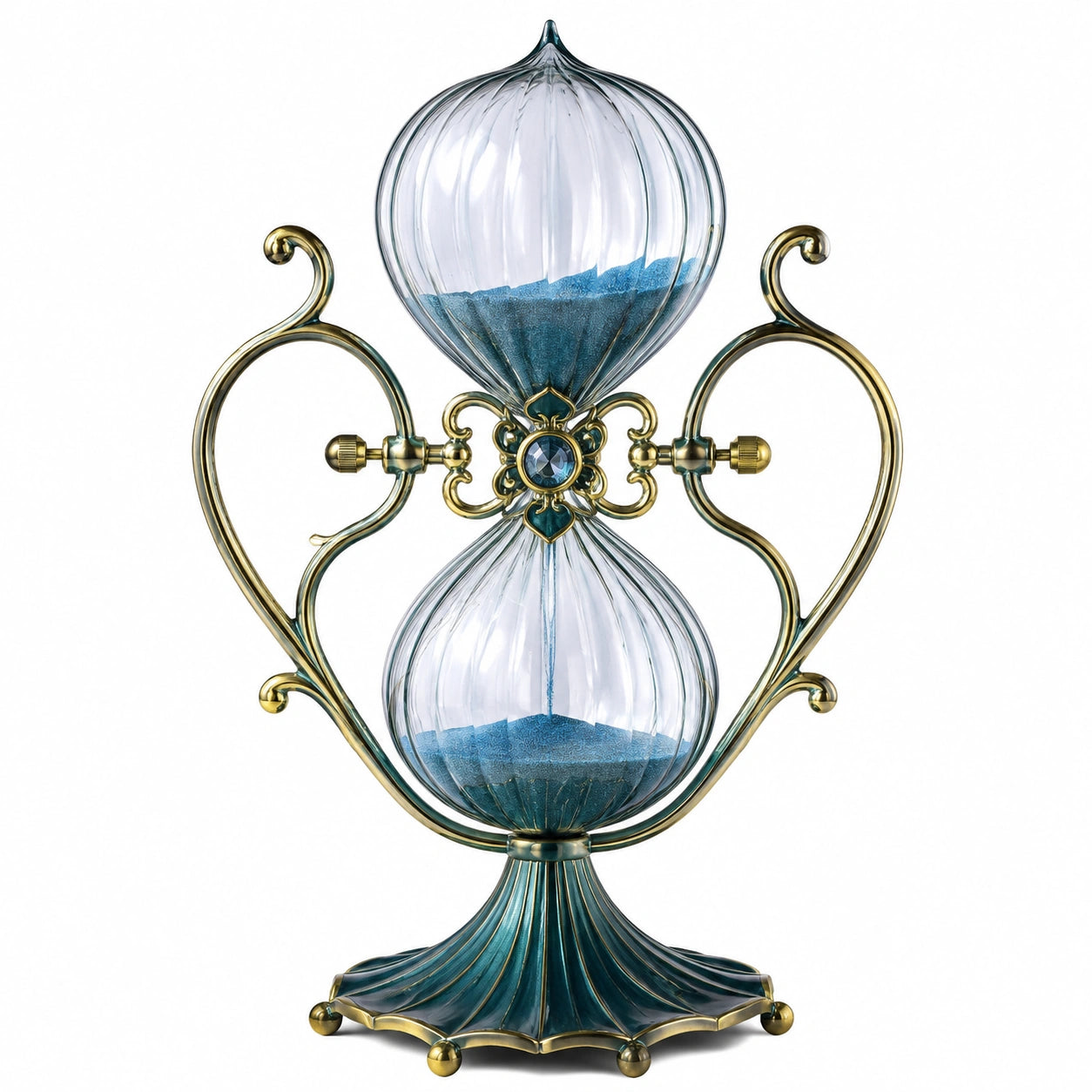 Vintage Sanduhr mit Handgefertigtem Design in Blau und Gold