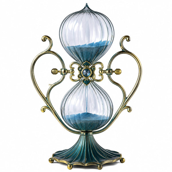Vintage Sanduhr mit Handgefertigtem Design in Blau und Gold