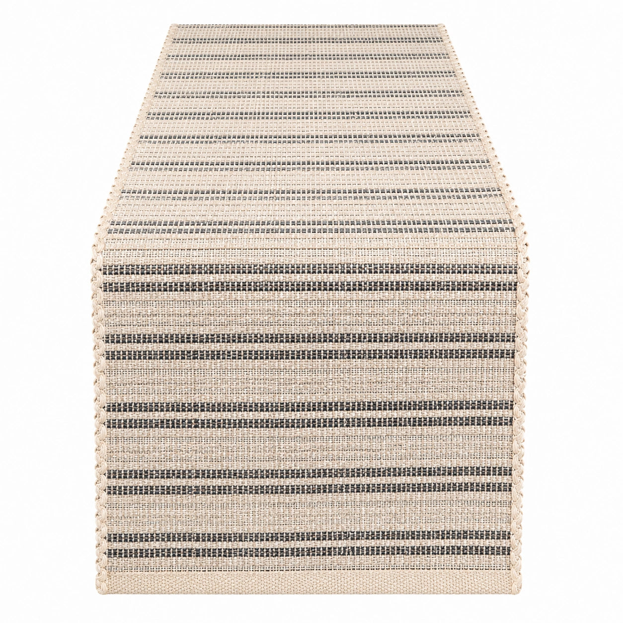 Gestreifter Tischläufer Beige/Schwarz 180x40cm