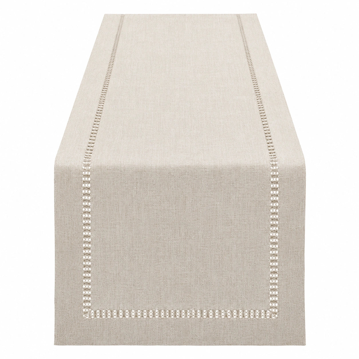 Eleganter Tischläufer mit Häkelbordüre Beige 150x40 cm