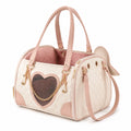 Luxuriöse Haustier-Tragetasche mit Herzdesign, Beige und Rosa