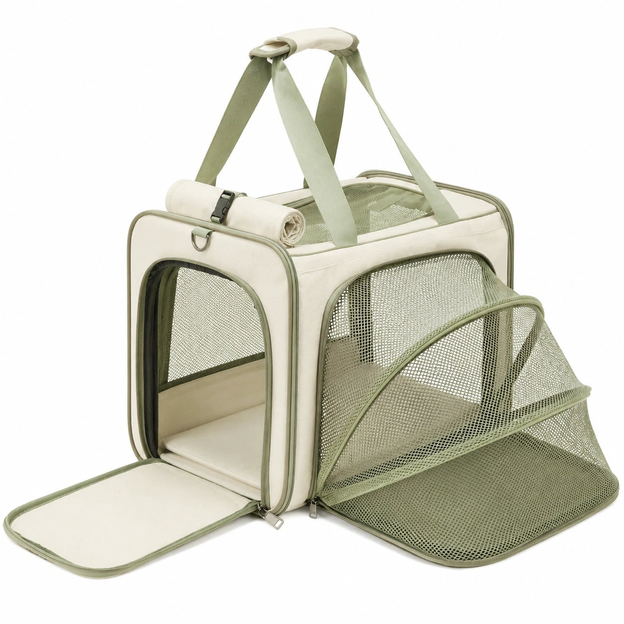 Faltbare Haustier-Transportbox Beige/Grün